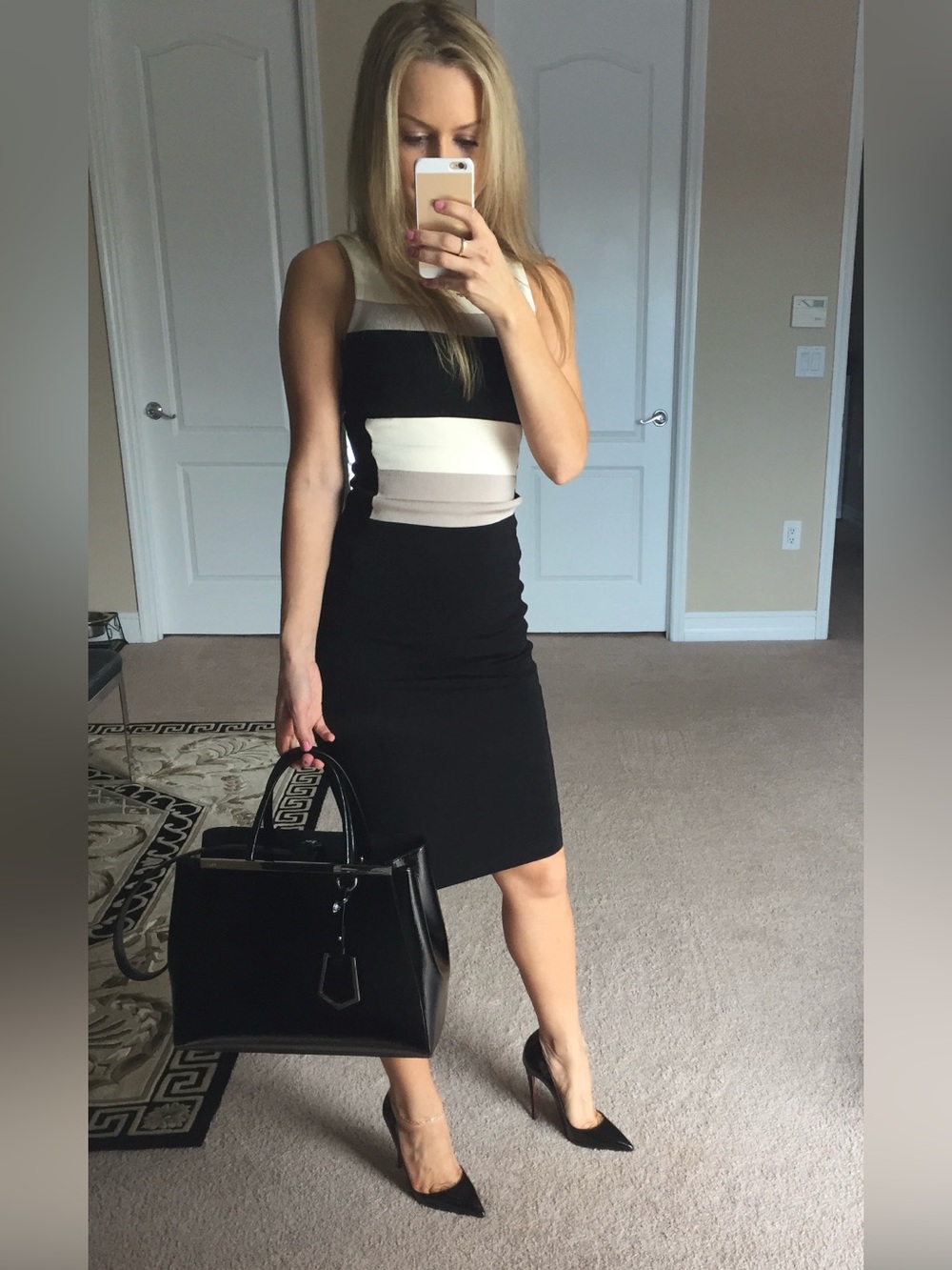 Karen Millen Black Midi Bodycon Dress